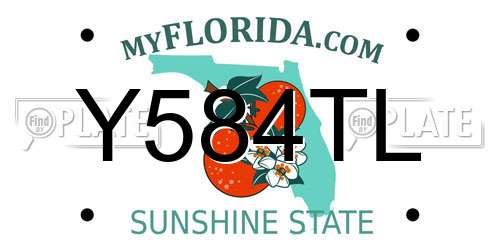 Y584TL Florida License Plate