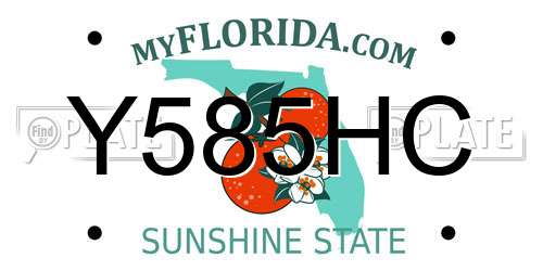 Y585HC Florida License Plate