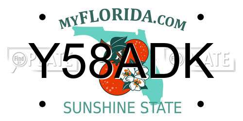 Y58ADK Florida License Plate