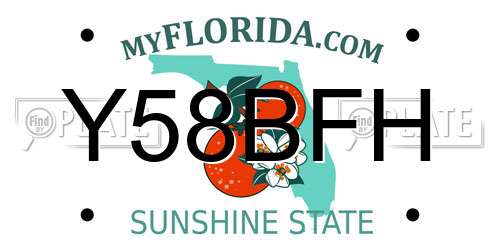 Y58BFH Florida License Plate
