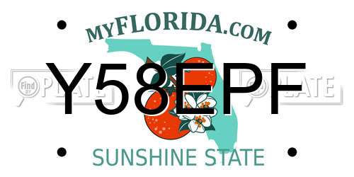 Y58EPF Florida License Plate