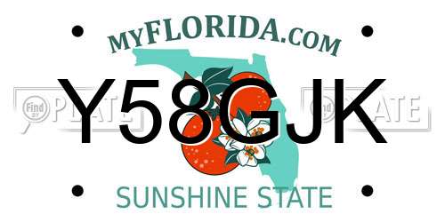 Y58GJK Florida License Plate