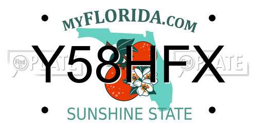 Y58HFX Florida License Plate