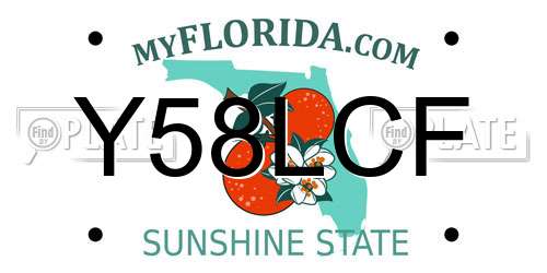 Y58LCF Florida License Plate