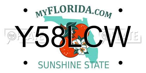Y58LCW Florida License Plate