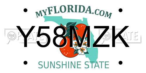 Y58MZK Florida License Plate
