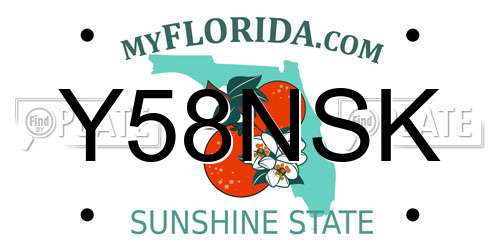 Y58NSK Florida License Plate