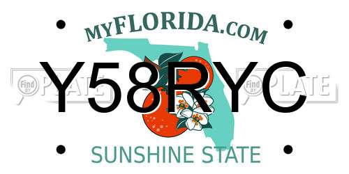 Y58RYC Florida License Plate