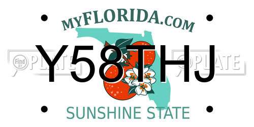 Y58THJ Florida License Plate