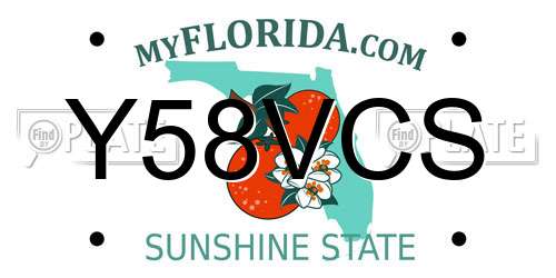 Y58VCS Florida License Plate