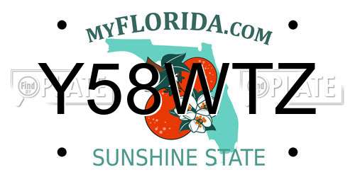 Y58WTZ Florida License Plate