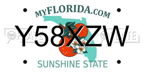 Y58XZW Florida License Plate