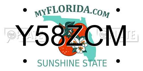 Y58ZCM Florida License Plate