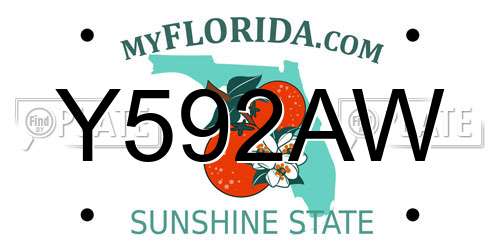 Y592AW Florida License Plate