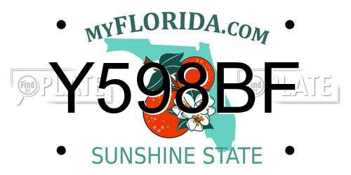 Y598BF Florida License Plate