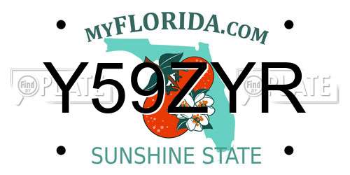 Y59ZYR Florida License Plate