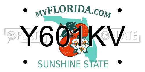 Y601KV Florida License Plate