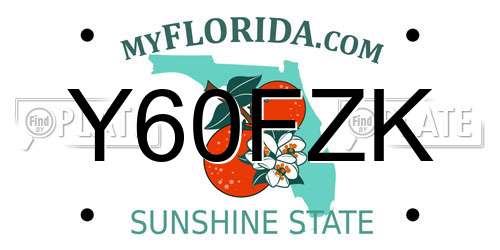 Y60FZK Florida License Plate