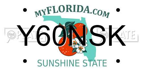 Y60NSK Florida License Plate