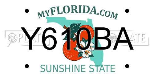 Y610BA Florida License Plate