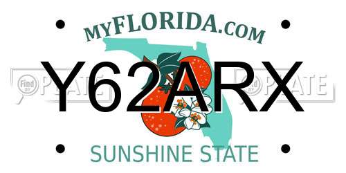 Y62ARX Florida License Plate