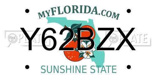 Y62BZX Florida License Plate