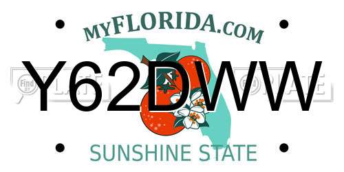 Y62DWW Florida License Plate