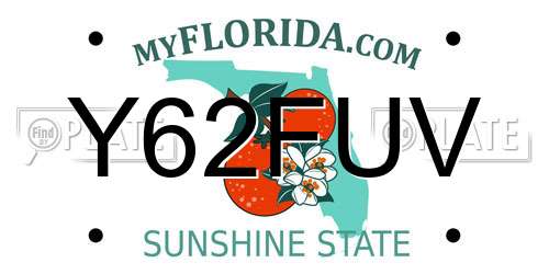 Y62FUV Florida License Plate