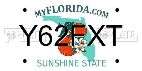 Y62FXT Florida License Plate