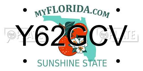Y62GCV Florida License Plate