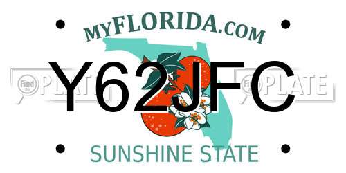 Y62JFC Florida License Plate