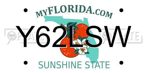 Y62LSW Florida License Plate