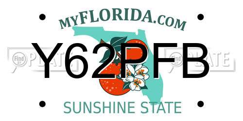Y62PFB Florida License Plate