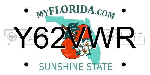 Y62VWR Florida License Plate
