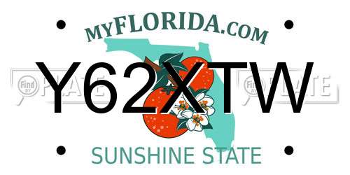 Y62XTW Florida License Plate