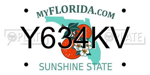Y634KV Florida License Plate