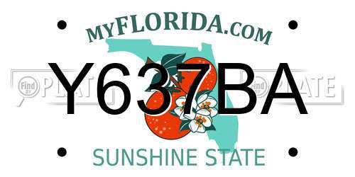 Y637BA Florida License Plate