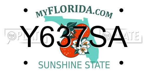 Y637SA Florida License Plate