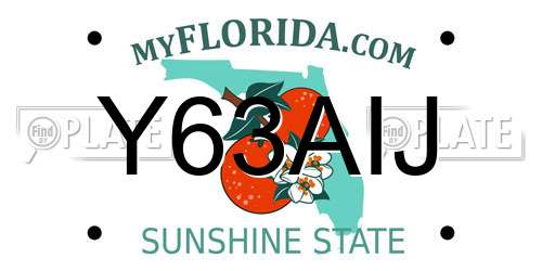 Y63AIJ Florida License Plate