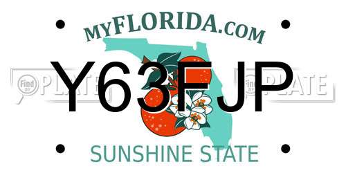 Y63FJP Florida License Plate