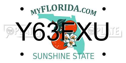 Y63FXU Florida License Plate