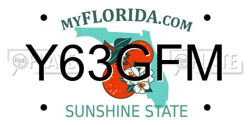 Y63GFM Florida License Plate