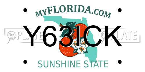 Y63ICK Florida License Plate