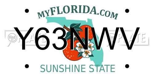 Y63NWV Florida License Plate