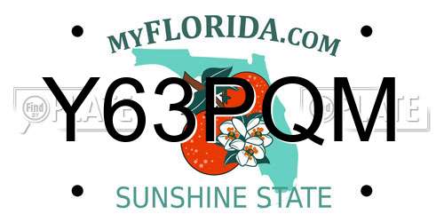Y63PQM Florida License Plate