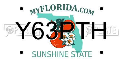 Y63PTH Florida License Plate