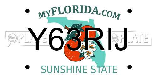 Y63RIJ Florida License Plate