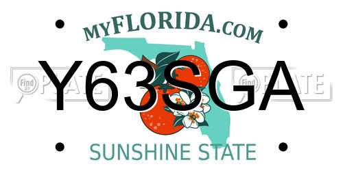 Y63SGA Florida License Plate