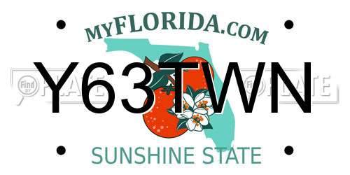 Y63TWN Florida License Plate
