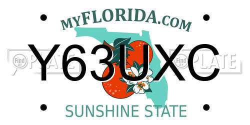 Y63UXC Florida License Plate